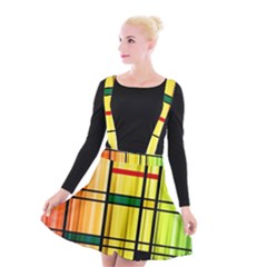 Line Rainbow Grid Abstract Suspender Skater Skirt