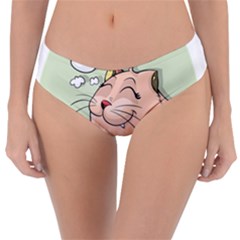 Cat Animal Fish Thinking Cute Pet Reversible Classic Bikini Bottoms by Nexatart