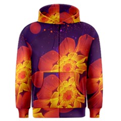 Royal Blue, Red, And Yellow Fractal Gerbera Daisy Men s Zipper Hoodie by jayaprime