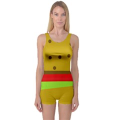 Hamburger Food Fast Food Burger One Piece Boyleg Swimsuit by Nexatart