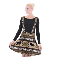 Lion African Vector Pattern Suspender Skater Skirt