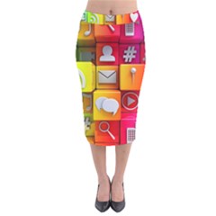 Colorful 3d Social Media Velvet Midi Pencil Skirt by BangZart