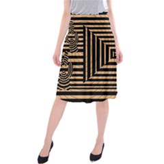 Wooden Pause Play Paws Abstract Oparton Line Roulette Spin Midi Beach Skirt by BangZart