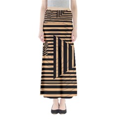 Wooden Pause Play Paws Abstract Oparton Line Roulette Spin Full Length Maxi Skirt