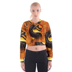 Dragon And Fire Cropped Sweatshirt by BangZart