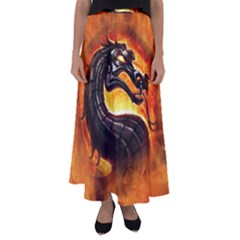 Dragon And Fire Flared Maxi Skirt