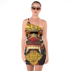 Bali Mask One Soulder Bodycon Dress