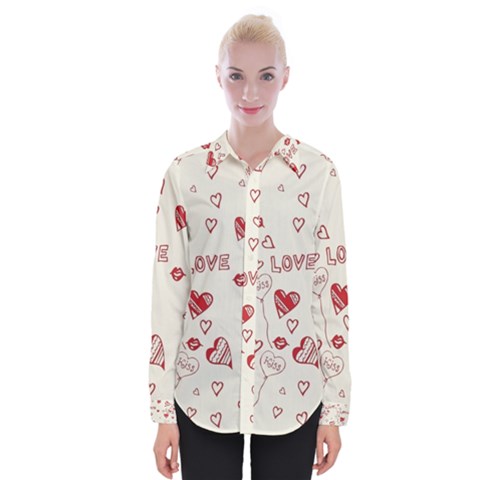 Pattern Hearts Kiss Love Lips Art Vector Womens Long Sleeve Shirt by BangZart