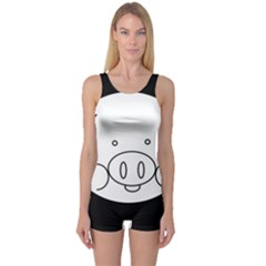 Pig Logo One Piece Boyleg Swimsuit