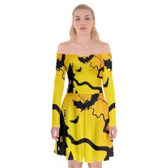 Halloween Night Terrors Off Shoulder Skater Dress