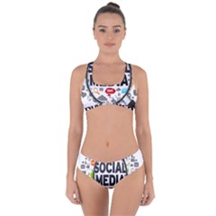 Social Media Computer Internet Typography Text Poster Criss Cross Bikini Set