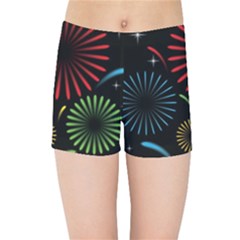 Fireworks With Star Vector Kids Sports Shorts