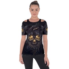 Art Fiction Black Skeletons Skull Smoke Short Sleeve Top by BangZart