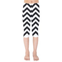 Black And White Chevron Kids  Capri Leggings 