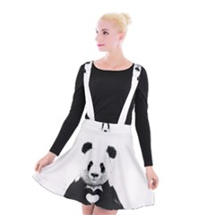 Panda Love Heart Suspender Skater Skirt by BangZart