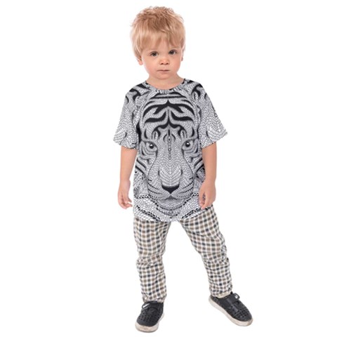 Tiger Head Kids Raglan Tee by BangZart