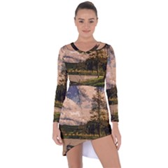 Landscape Asymmetric Cut-out Shift Dress