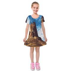 Landscape Kids  Short Sleeve Velvet Dress by Valentinaart