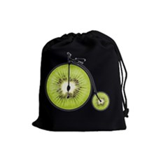 Kiwi Bicycle  Drawstring Pouches (large)  by Valentinaart