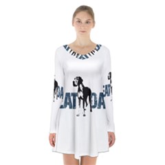 Great Dane Long Sleeve Velvet V-neck Dress by Valentinaart