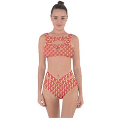 Bright Pink And Yellow Peeled Banana Patterns Bandaged Up Bikini Set 