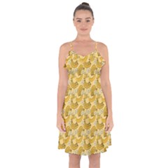 Yellow Banana Pattern Ruffle Detail Chiffon Dress by NorthernWhimsy