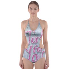 Letters Quotes Grunge Style Design Cut-out One Piece Swimsuit by dflcprints