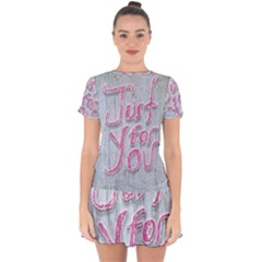 Letters Quotes Grunge Style Design Drop Hem Mini Chiffon Dress by dflcprints