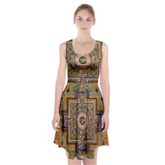 Asian Art Mandala Colorful Tibet Pattern Racerback Midi Dress by paulaoliveiradesign