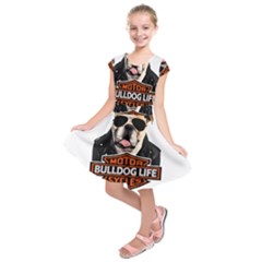 Bulldog Biker Kids  Short Sleeve Dress by Valentinaart