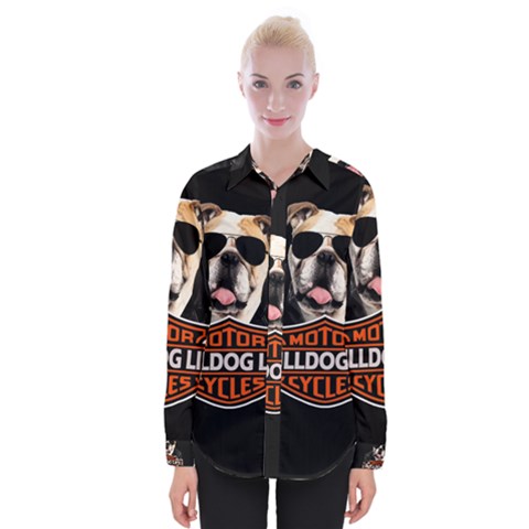 Bulldog Biker Womens Long Sleeve Shirt by Valentinaart