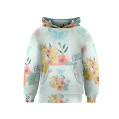 Watercolor Floral Blue Cute Butterfly Illustration Kids  Pullover Hoodie by paulaoliveiradesign