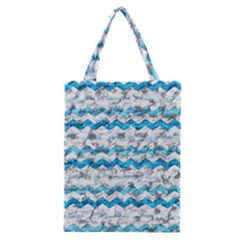 Baby Blue Chevron Grunge Classic Tote Bag by designworld65