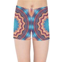 Blue Feather Mandala Kids Sports Shorts