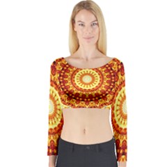 Powerful Love Mandala Long Sleeve Crop Top by designworld65