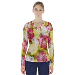 Flower Power V-neck Long Sleeve Top