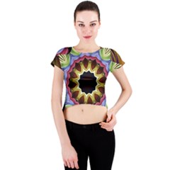 Love Energy Mandala Crew Neck Crop Top by designworld65