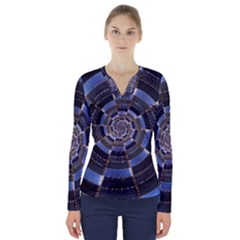 Midnight Crazy Dart V-neck Long Sleeve Top