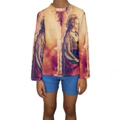 Fantasy Art Painting Magic Woman  Kids  Long Sleeve Swimwear