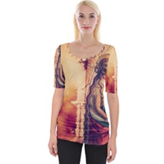 Fantasy Art Painting Magic Woman  Wide Neckline Tee