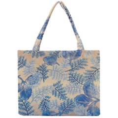 Fabric Embroidery Blue Texture Mini Tote Bag by paulaoliveiradesign