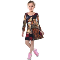 Steampunk, Beautiful Steampunk Lady With Clocks And Gears Kids  Long Sleeve Velvet Dress by FantasyWorld7