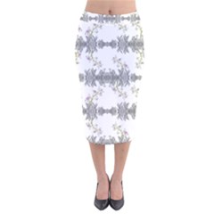 Floral Collage Pattern Velvet Midi Pencil Skirt