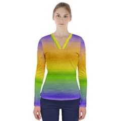 Ombre V-neck Long Sleeve Top