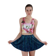 Stylish Abstract Blue Strips Mini Skirt by gatterwe