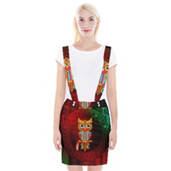 Cute Owl, Mandala Design Braces Suspender Skirt by FantasyWorld7