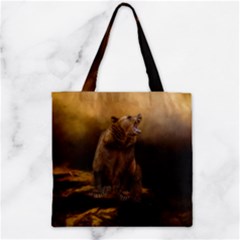 Roaring Grizzly Bear Zipper Grocery Tote Bag by gatterwe