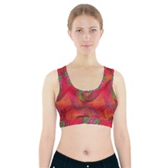 Red Spiral Swirl Pattern Seamless Sports Bra With Pocket