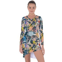 Art Graffiti Abstract Vintage Asymmetric Cut-out Shift Dress by Nexatart