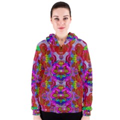 Fantasy   Florals  Pearls In Abstract Rainbows Women s Zipper Hoodie